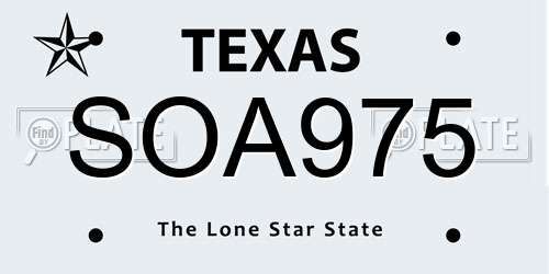 SOA975 Texas License Plate
