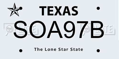 SOA97B Texas License Plate