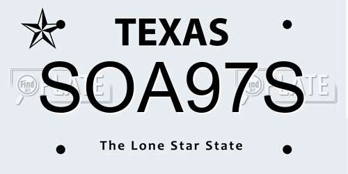 SOA97S Texas License Plate