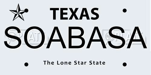 SOABASA Texas License Plate