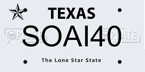 SOAI40 Texas License Plate