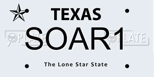 SOAR1 Texas License Plate
