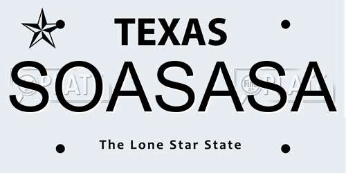 SOASASA Texas License Plate