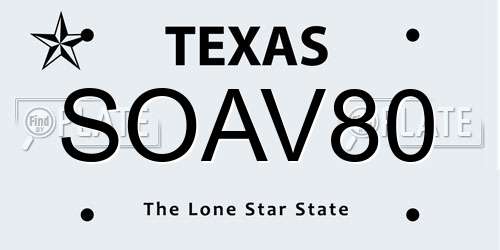 SOAV80 Texas License Plate