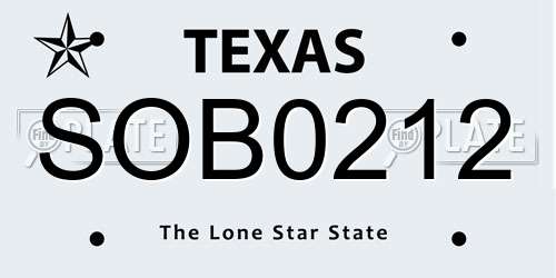SOB0212 Texas License Plate
