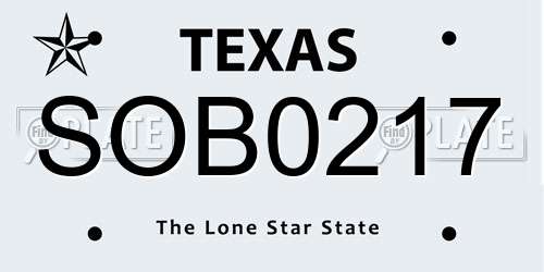 SOB0217 Texas License Plate