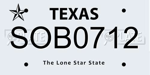 SOB0712 Texas License Plate