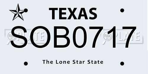 SOB0717 Texas License Plate
