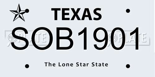 SOB1901 Texas License Plate