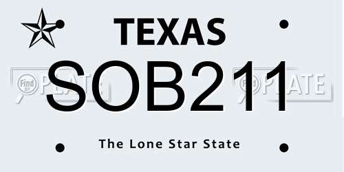 SOB211 Texas License Plate