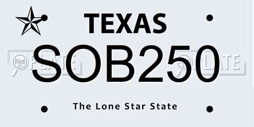 SOB250 Texas License Plate