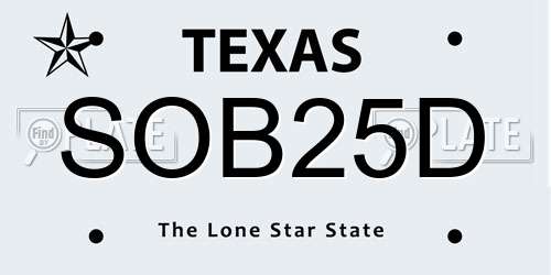 SOB25D Texas License Plate