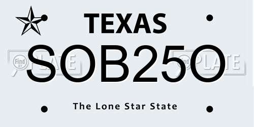SOB25O Texas License Plate