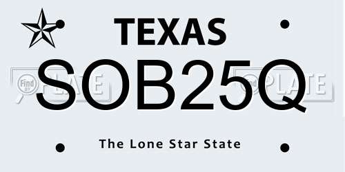 SOB25Q Texas License Plate