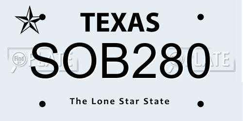 SOB280 Texas License Plate