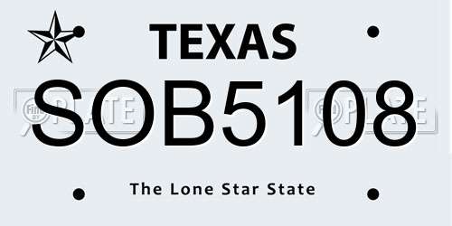 SOB5108 Texas License Plate