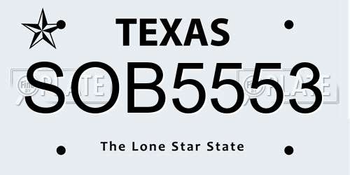 SOB5553 Texas License Plate