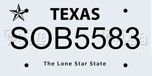 SOB5583 Texas License Plate
