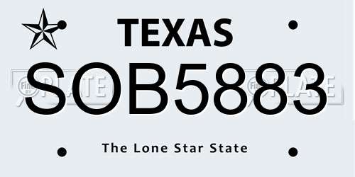 SOB5883 Texas License Plate