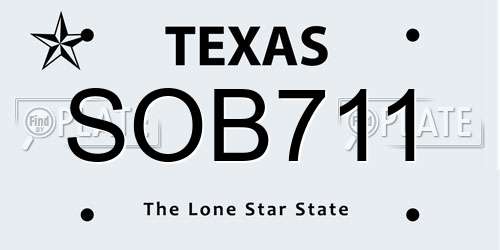 SOB711 Texas License Plate
