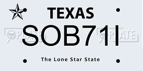 SOB71I Texas License Plate