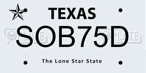 SOB75D Texas License Plate