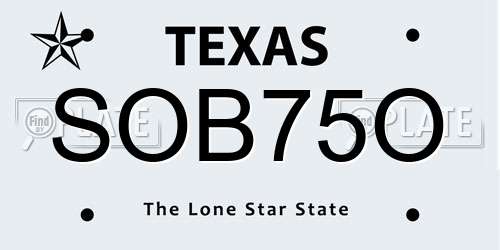 SOB75O Texas License Plate