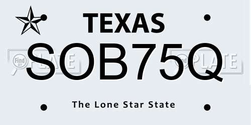 SOB75Q Texas License Plate