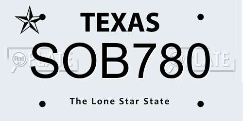 SOB780 Texas License Plate