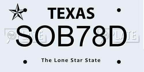 SOB78D Texas License Plate