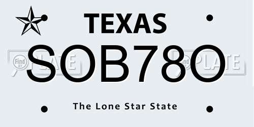 SOB78O Texas License Plate