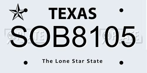 SOB8105 Texas License Plate