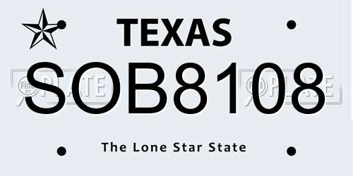 SOB8108 Texas License Plate