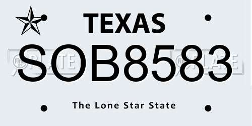 SOB8583 Texas License Plate