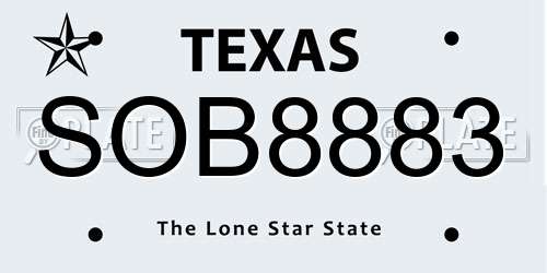 SOB8883 Texas License Plate