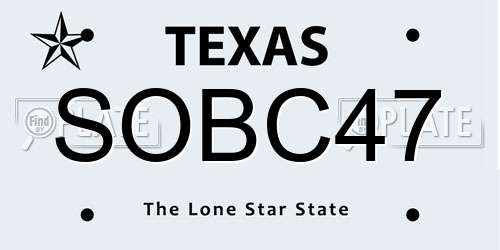 SOBC47 Texas License Plate