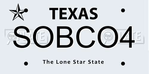 SOBCO4 Texas License Plate