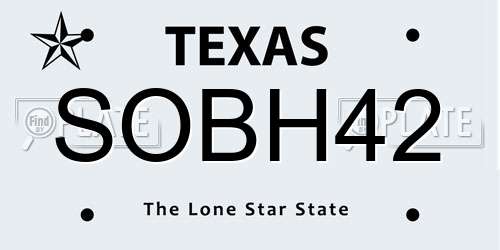 SOBH42 Texas License Plate
