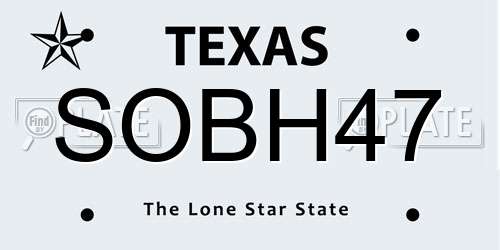 SOBH47 Texas License Plate