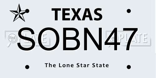 SOBN47 Texas License Plate