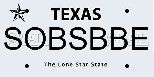 SOBSBBE Texas License Plate