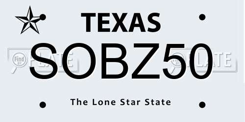 SOBZ50 Texas License Plate