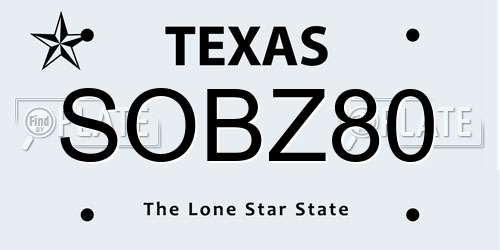 SOBZ80 Texas License Plate