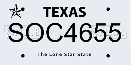 SOC4655 Texas License Plate