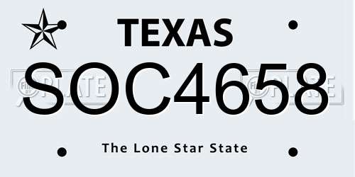 SOC4658 Texas License Plate