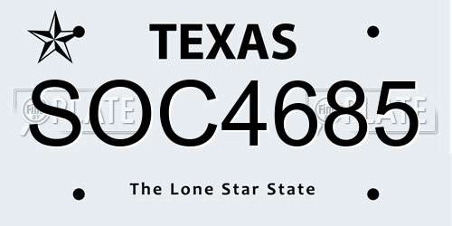 SOC4685 Texas License Plate