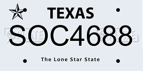 SOC4688 Texas License Plate