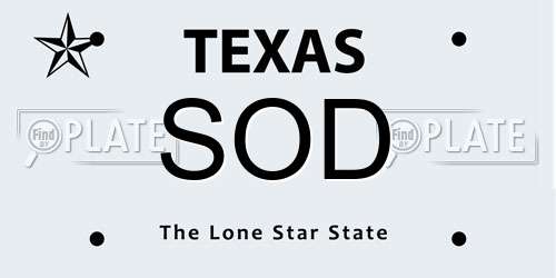 SOD Texas License Plate