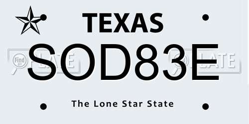 SOD83E Texas License Plate