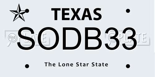 SODB33 Texas License Plate
